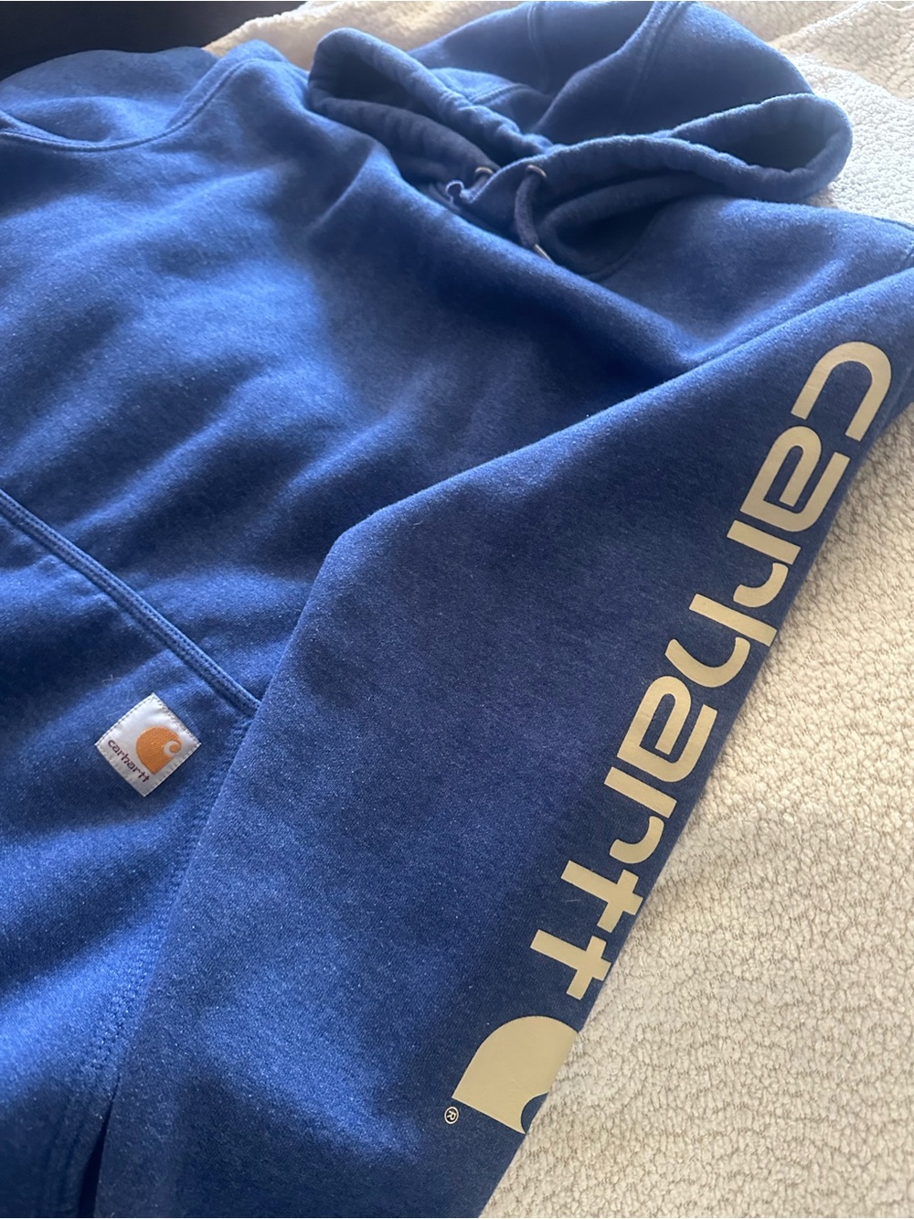 Carhartt  Blue Hoodie with Sleeve Logo